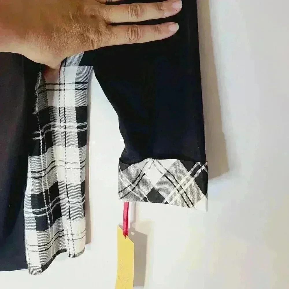 Ruby Rd. NWT Black Plaid 3/4 Sleeve Pullover Top Tunic Sz M - Picture 4 of 6